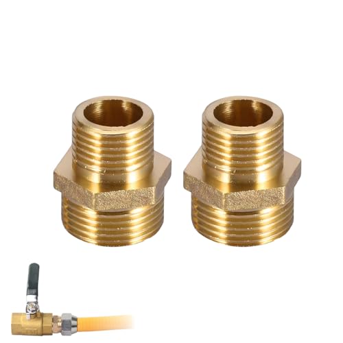 tiyiyok 2 Piezas Niple de Reducción de Latón, 3/4 1/2 Reductor de latón para Grifo, Accesorios para Tuberías de Latón, Apto para Salidas de Agua, Agua Fría y Caliente, Riego de Jardines 20 x 25 mm