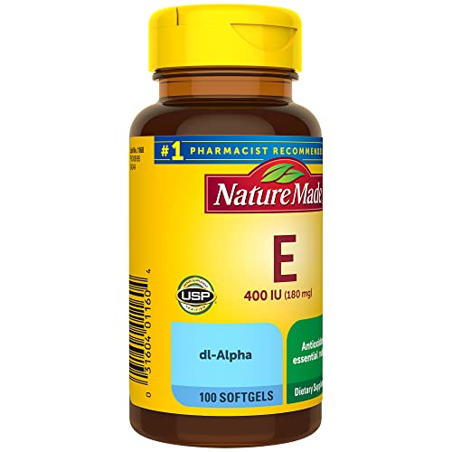 Nature Made Vitamin E 180 Mg (400 Iu) Dl-Alpha, Dietary Supplement For Antioxidant Support, 100 Softgels, 100 Day Supply #TOP6