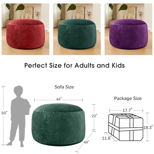 Image of Bean Bag Chairs for Adults - Memory Foam Furniture BeanBag Chair - Kids /Teens Sofa with Soft Micro Fiber Cover - Round Fluffy Couch for Living Room Bedroom College Dorm - 4 ft, Green