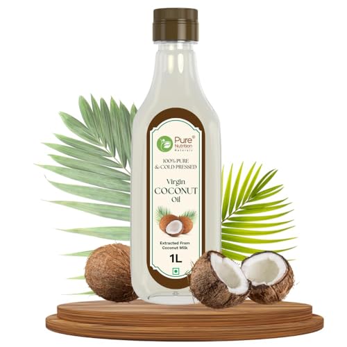 Image of Pure Nutrition Cold-Pressed Virgin Coconut Oil - 1L | 100% Natural & Pure | Ideal for Cooking, Baby Massage, Hair & Skin Care | Supports Hair Growth & Skin Hydration