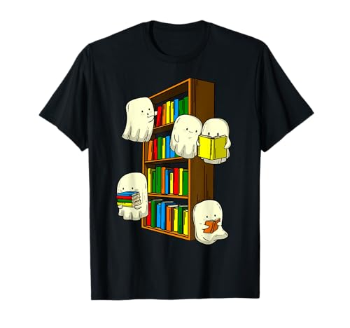 Lectura de Libros Fantasmas Libros de Halloween Amante Profes Camiseta