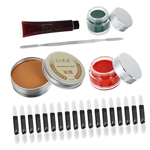 minkissy Herramientas de maquillaje de cicatrices kit de maquillaje esponja maquillaje halloween maquillaje para halloween kit de cera de pintura corporal para cicatrices Acero inoxidable