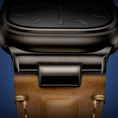 Image of Leather Band for Apple Watch Ultra 3 /Ultra 2 Bands 49mm 46mm 45mm 44mm, Top Genuine Leather Designer Replacement Strap for iWatch Ultra 3 2 1 SE series 11 10 9 8 7 6 5 4 3