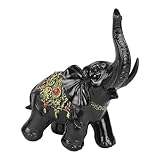 PUCHEN Estatuas de elefante para decoración del hogar, figuras decorativas de estante de elefante negro, exquisita escultura de elefante, decoración coleccionable para cafetería, hogar, hotel