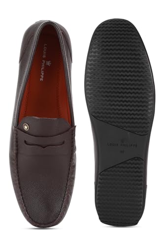 Image of Louis Philippe Men Premium Leather Breathable Lining Material Anti Slip Flat Heel Rubber Sole Formal Loafers
