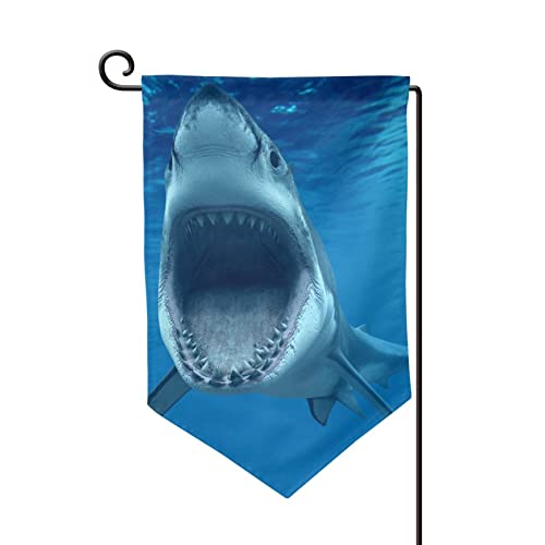 Drapeau de jardin requin blanc 12,5x18 cm double face - Décoration extérieure jardin