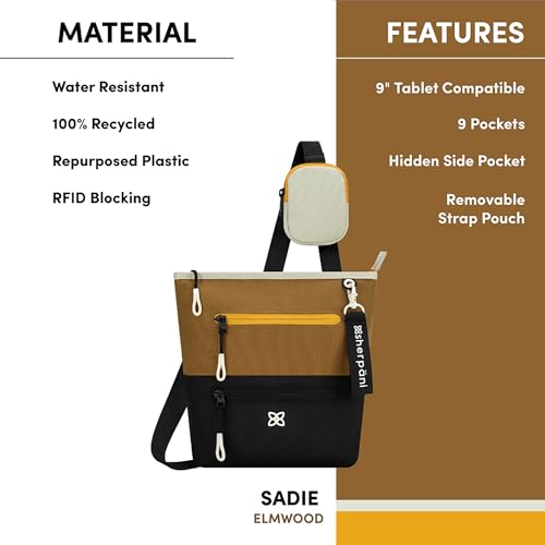 Image of Sherpani Sadie, Nylon Crossbody Bag, Lightweight Shoulder Bag, Travel Cross Body Purse, Crossbody Bags for Women, RFID Protection with Removable Coin Purse (Elmwood)