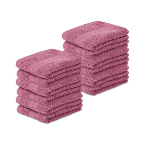 Image of Layers 100% Cotton Face Towels | 450 GSM Soft & Highly Absorbent | Aqua Plush Collection | Pack of 12 Super Soft Towels for Men & Women | 30 x 30 cm - Purple