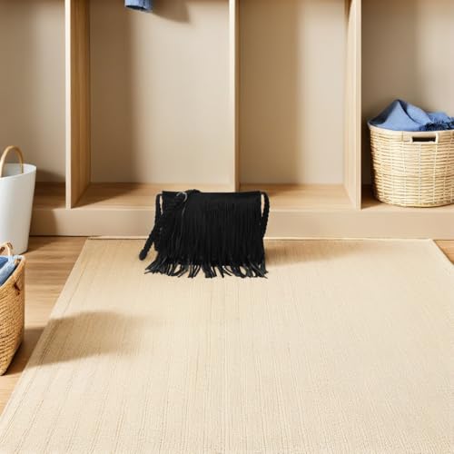 Image of Fringe Crossbody Handbag: Black Fringe Purse Crossbody Bag For Women Summer