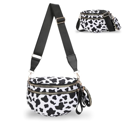 Image of Pallocoo Checkered Crossbody Bum Bags for Women, Nylon Sling Bags with Shoulder Strap, Large Capacity Checkered Purse Bag