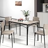 GOFLAME 43” Sintered Stone Dining Table for 4, Rectangular Kitchen Table with Faux Marble Tabletop and Metal Frame, Modern Dining Room Table for Kitchen, Living Room, Restaurant