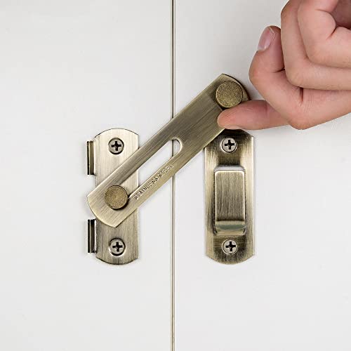 Iniret 4 Packs Barn Door Latches，3.93” X 2.75” Bronze Stainless Steel Barn Gate Flip Door Latch Bi-Fold Door Lock,Sliding Door Antique Lock Gate Latches Wine Cabinet Carbon Steel Closet Door Latches #TOP3