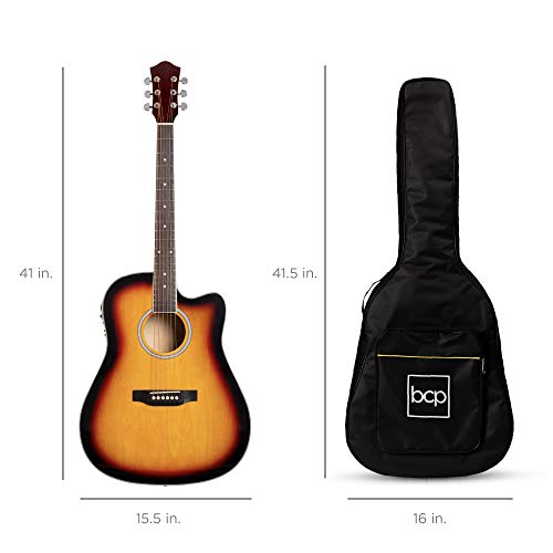 Best Choice Products SKY5494 Beginner Acoustic Electric Guitar Starter Set 41In W/All Wood Cutaway Design thumb #6