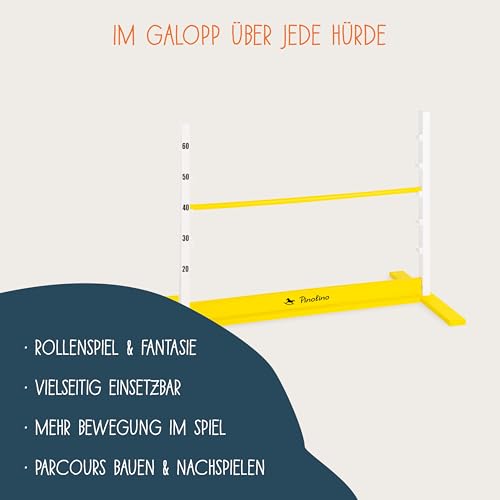 PINOLINO Hindernishürde Hoppe, Weiß/Gelb, 1 Stück, Koordinationstraining – Ideal für Steckenpferd-Reiten, Ab 3 Jahren, Höhenverstellbar