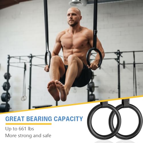Image of Proberos Gymnastic Rings Set, 300 kg Loading Capacity, 23 mm Dia Heavy-Duty Fitness Gymnastic Rings with Adjustable Straps, Pullup Bar for Home for Balance Training, Daily Exercise, Home Gym