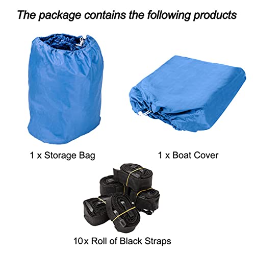 17-19Ft Trailerable 210D Boat Cover, Heavy Duty Waterproof Uv Resistant Marine Grade Oxford Fabric Fits V-Hull,Tri-Hull,Trailer,Pro-Style,Fishing Ski,Runabout,Bass Boat With Strap Blue… #TOP6