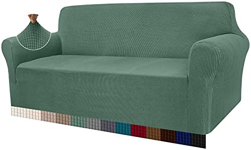 Granbest High Stretch Sofabezug Moderne Sofaüberwurf Jacquard Elastische Sofahusse für Wohnzimmer Protector für Hunde Haustiere (4 Sitzer, Salbei)