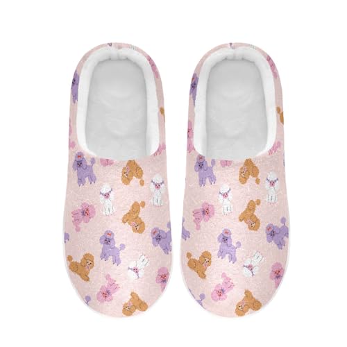 Women's Men 's Cute Poodle Dogs Slippers Fuzzy House Slippers Cozy Memory Foam Shoes