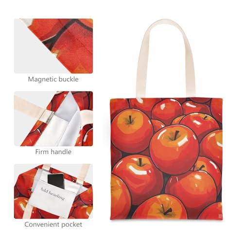 Cute Cartoon Fruit Red Personalized Canvas laptop bag with handles Cute Tote Bag Canvas Bags Bulk for Shopping Bolsa de lona4