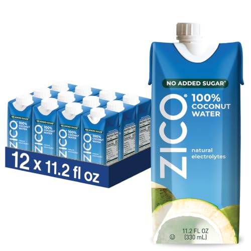 Zico 100% Coconut Water, No added Sugar, Refreshingly Delicious, Hydration with Electrolytes, 11.2 Fl Oz (Pack of 12)