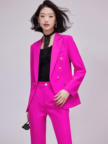 Womens Pant Suit 2 Piece Double-Breasted Blazer Trouser Set Work Casual Jacket Outfits for Business2