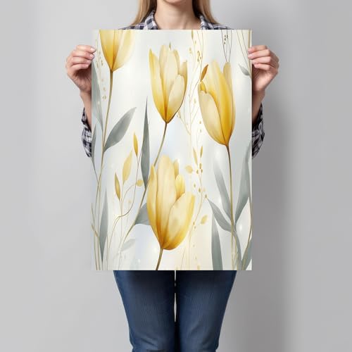 Tableau tulipes jaunes pour illuminer la déco de votre salon
