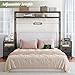 HavenlyYouth Headboard for Queen Size Bed with 2 Nightstands, Full Size Headboard with USB, Type C Port and Wireless Charging, Metal Head Board with Storage Shelves, Adjustable Length, Easy Assembly