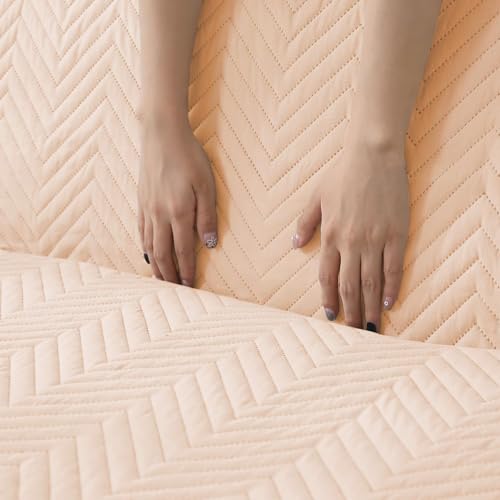 Image of HOKIPO Polyester Quilted 2 Seater Sofa Cover Mat with Pockets, Beige (NEW-802-BGE)