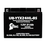 12V 21Ah YTX24HL-BS Replacement for Honda Goldwing GL1100 Battery - Compatible with Honda Gold Wing GL1000, GL-1100, GL1200, GL1500 Motorcycle Battery - YTX24HL 12 Volt AGM SLA