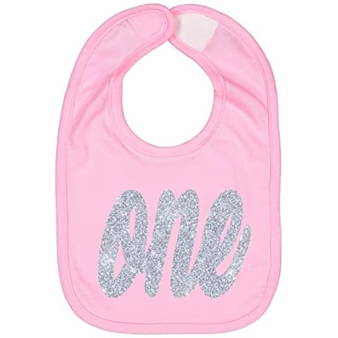 Aiden's Corner Handmade Cute Baby Boy Girl 1st Birthday One Silver Gold First Smash Cake Bibs (One Silver Pink) Cover