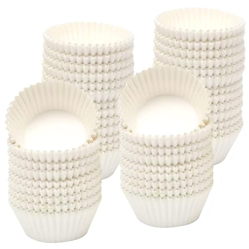 1000Pcs Mini Cupcake Cases, Mini Muffin Cases, Petit Four Cases, White Cupcake Cases, Truffle Cases, Cup Cake Cases for Baking, White Paper Baking Cups, for Cake Balls, Cupcakes, Muffins and Candies