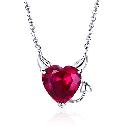 Collier ailes du diable en argent 925 pour femme avec pendentif oxyde de zirconium rouge gothique