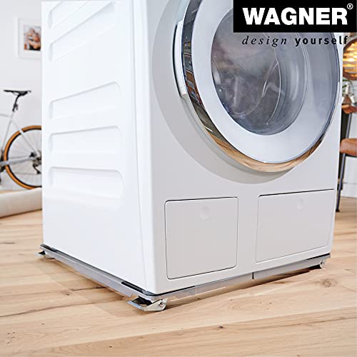 WAGNER Transportroller Transporthilfe I Industriestahl 46-66 x 5 cm, Tragkraft 220 kg I größenverstellbare ausziehbare Ladefläche I Umzug von Waschmaschine, Trockner, Herd I Möbelroller mit Bremsen