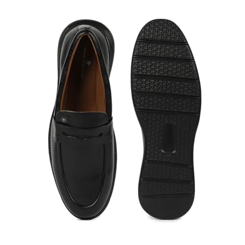 Image of Louis Philippe Men Premium Leather Breathable Lining Material Light Weight Flat Heel EVA Sole Casual Slip-on Shoes