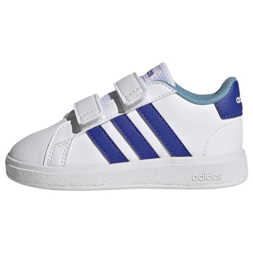 adidas Mixte bébé Grand Court Lifestyle Hook and Loop Shoes, Cloud White/Lucid Blue/Preloved Blue, 25 EU