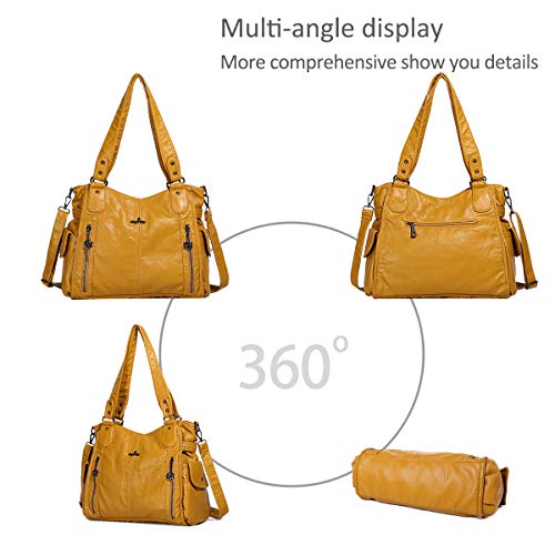 NICOLE & DORIS Damen Handtaschen Groß Retro Schultertasche Hobo Bag Leder Frauen Umhängetasche Weiß