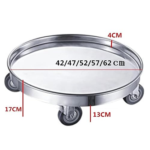 Portavaso in acciaio inox – Carrello rotondo per piante con ruote – Base mobile per bombole di gas e fioriere