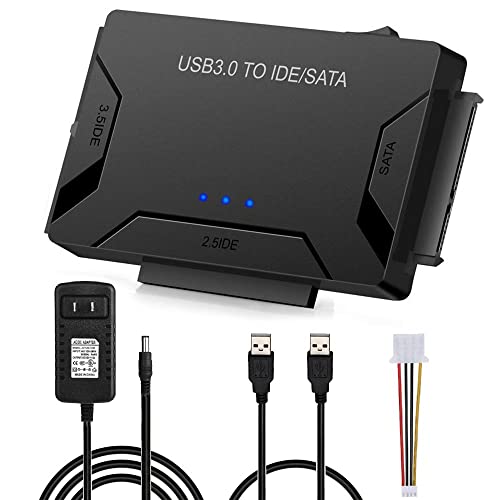Image of MICROWARE USB 3.0 to IDE /SATA Converter Adapter with Power Switch for 2.5 inch /3.5 inch SATA /IDE /SSD Hard Drive Disks, Support 2TB, Include 12V 2APower Adapter & USB 3.0 Cable
