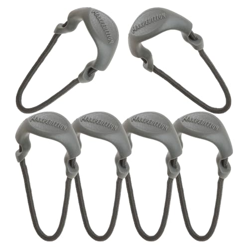 MAXPEDITION Puxadores de zíper com aderência positiva (grande, cinza) pacote com 6, substituição de zíper para mochila tática, bolsa EDC, bolsa de insetos e bagagem, aba de puxar, PZLGRY