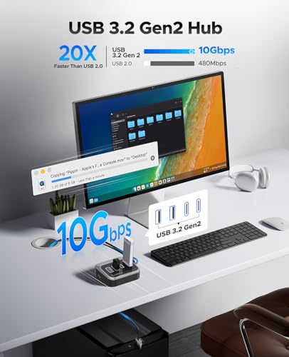 Hub USB 3.2, USB 3.2 Gen 2 Hub con 2 USB-A 3.2 Gen2 e 2 USB-C 3.2 Gen2, splitter USB compatibile per iMac, MacBook, Mac Mini, hub USB C con cavo 2 in 1 da 1 m - Hub USB - Immagine 1
