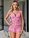 Avidlove Women Lace Pajamas Lingerie Set Sexy Cami Shorts Sets Mesh Sleepwear 2 Piece Pink S