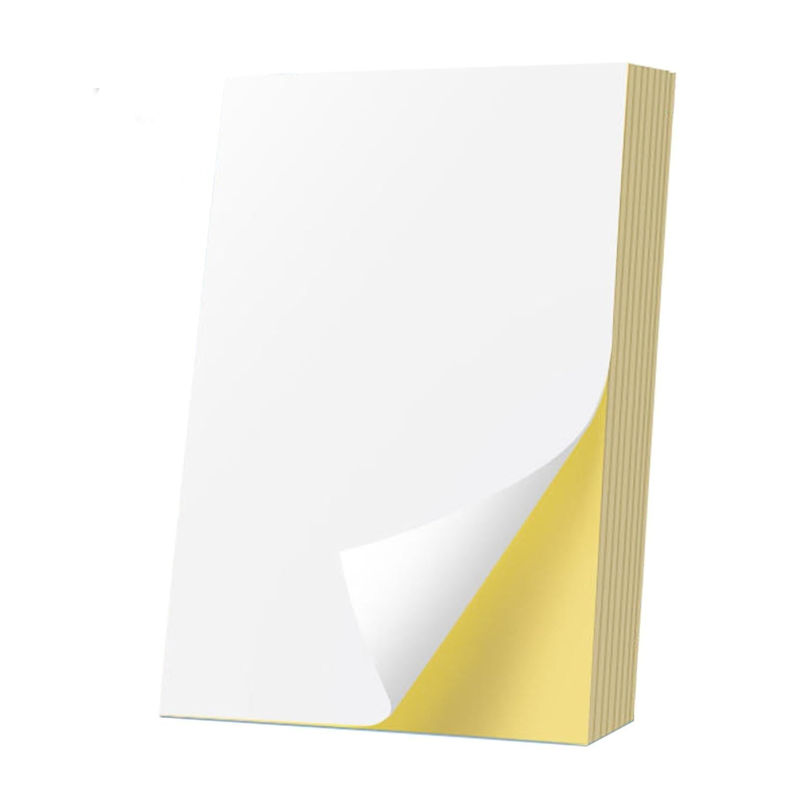 Carta Per Stampante A4 Carta adesiva opaca A4 20/50 fogli di etichette autoadesive bianche for stampanti laser a getto d'inchiostro Fogli adesivi stampabili facili da staccare(Matte 100 sheets)