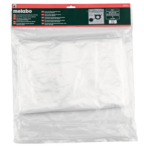 metabo Spezial-Filterbeutel Staubklasse H - 30 L - Hochwertiger Staubsaugerbeutel für Nass-Trockensauger ASA 30 H PC - Staubfreie Entsorgung, langlebig und zuverlässig