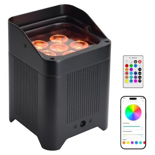 Battery Rechargeable led uplight,6x18w RGBWA UV led par can Light?APP DMX512 Wirless Remote Control Uplighting Indoor for Wedding dj Party