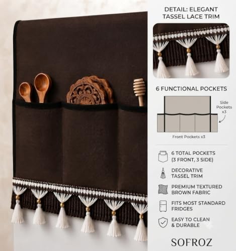Image of Refrigerator Single Door Cover (130 x 54 cm) (Brown Lace)