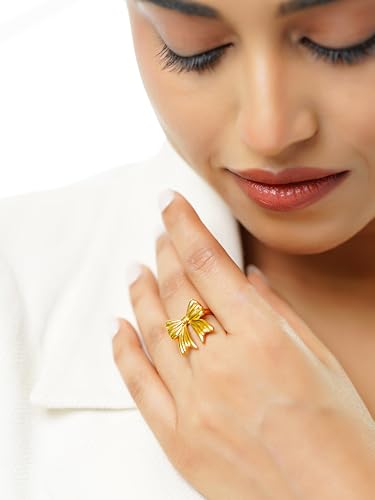 Image of 18K Gold Plated Statement Ring for Women | Stylish Classy Rings | Waterproof and Anti Tarnish Jewellery | Rakhi Gift for Sister | Gifts for Women | 1 Year Warranty*