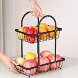 Esthétique élégante : avec son design élégant en fil noir et sa disposition à niveaux, ce panier améliore la décoration de votre comptoir de cuisine ou salle à manger tout en offrant des solutions de rangement pratiques.