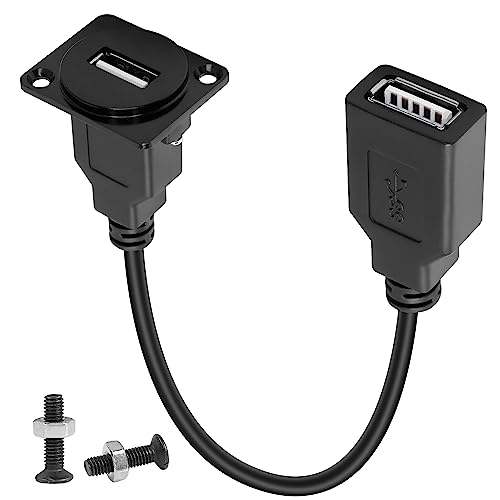 QIANRENON USB2.0 Panel Mount Short Cable Adapter USB 2.0 Female to Female Connector Coupler Fixed Mount Socket