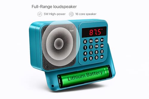 Image of Fire turtle M7 Pocket Blast Portable FM Radio with Bluetooth Speaker | 6W Powerful Sound | Up to 12 Hours Playtime | Type-C Fast Charging | USB, TF /SD Card, AUX Input | Number Keypad M7 Blue
