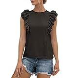 Risaho Ärmelloses Neckholder-Shirt für Damen, einfarbig, Falbala, Schleife, Schnürung, Blusen für Damen, O-Ausschnitt, Weste Football Schulterschutz